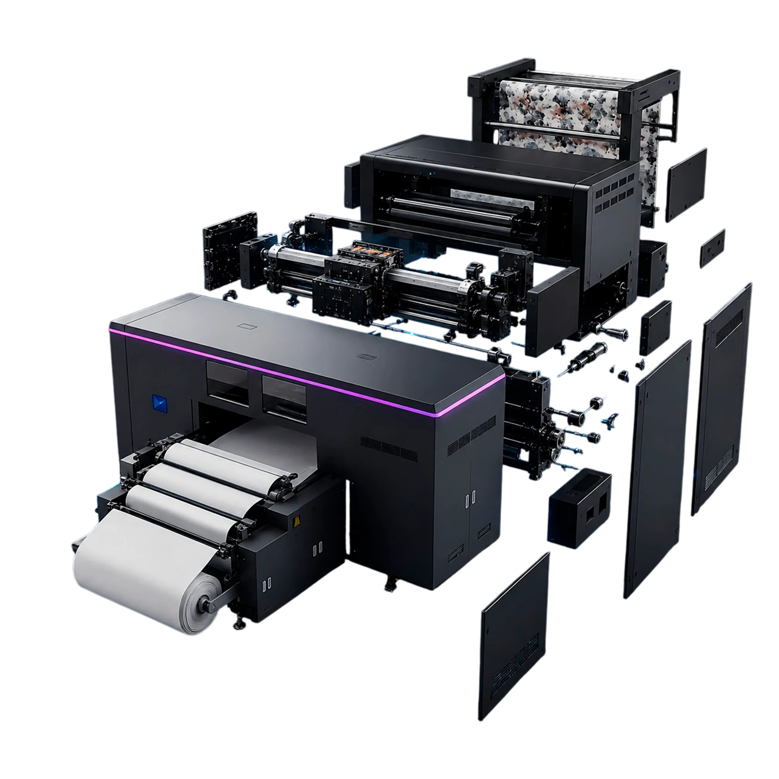 Exploded view of the HPRT DA188SL printer components