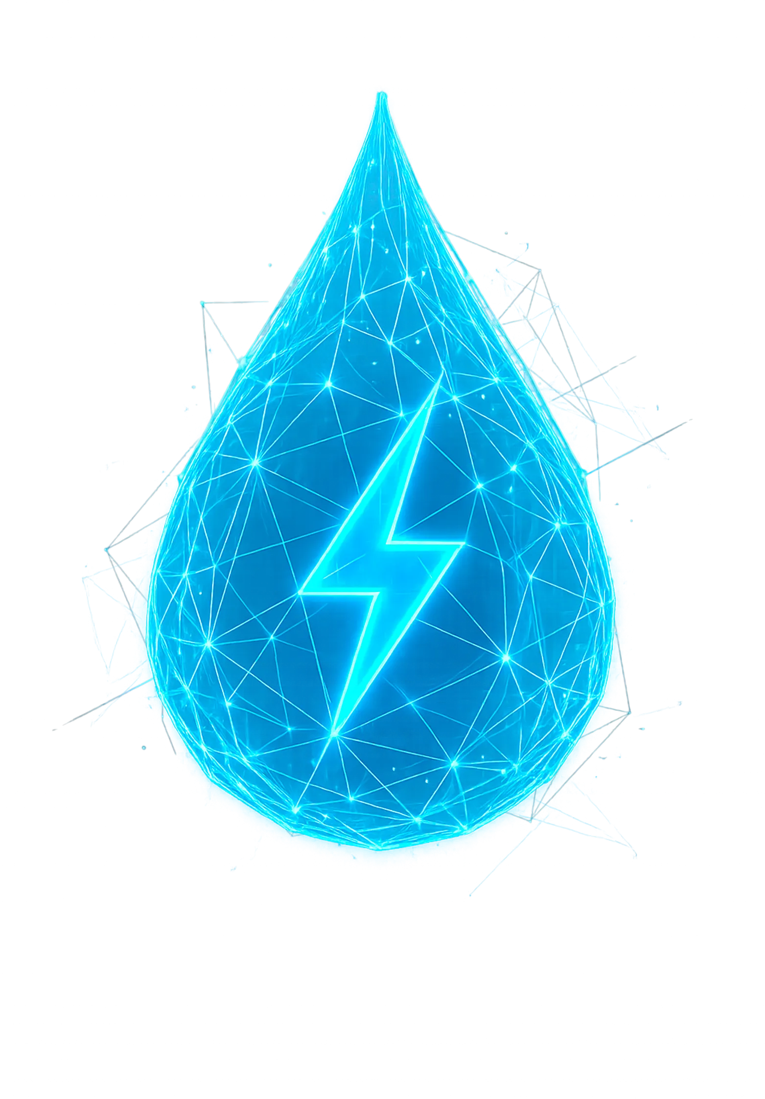 Illustration of a water drop with an energy symbol, representing water efficiency